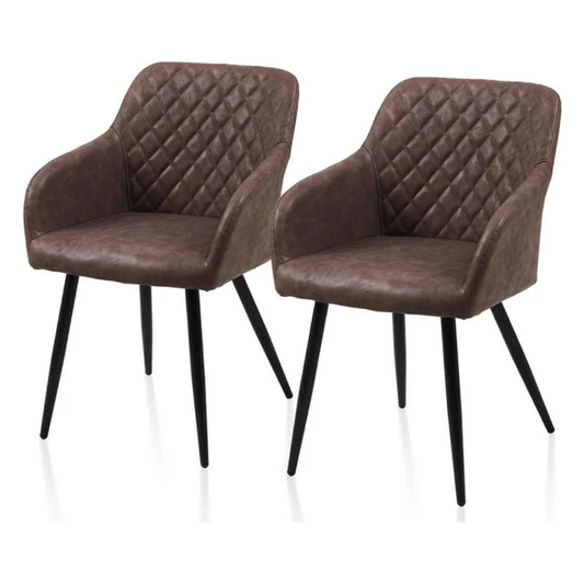 Dining Chairs Faux Leather Brown